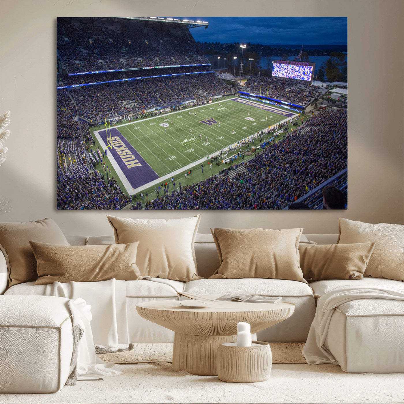 MGV-CV-36X24 - The University of Washington Huskies Football Team Print - Seattle Husky Stadium Wall Art Canvas