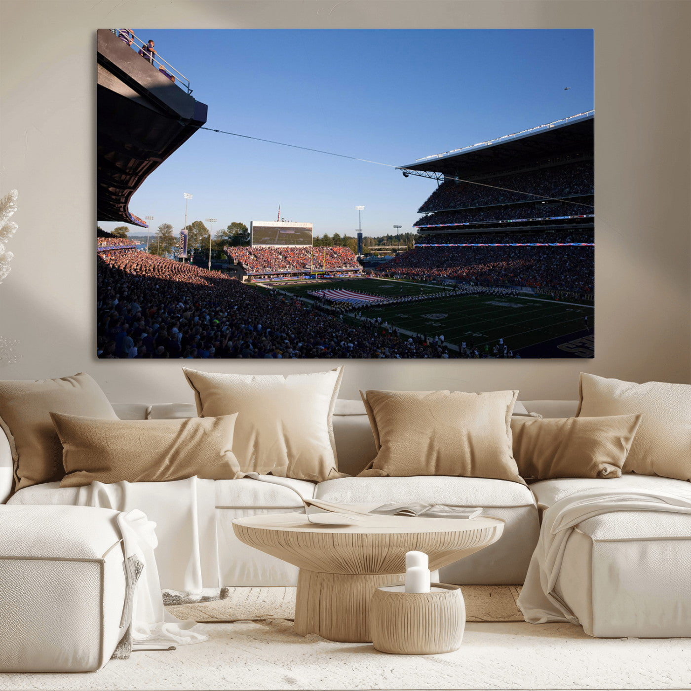 MGV-CV-36X24 - The University of Washington Huskies Football Team Print - Seattle Husky Stadium Wall Art Canvas