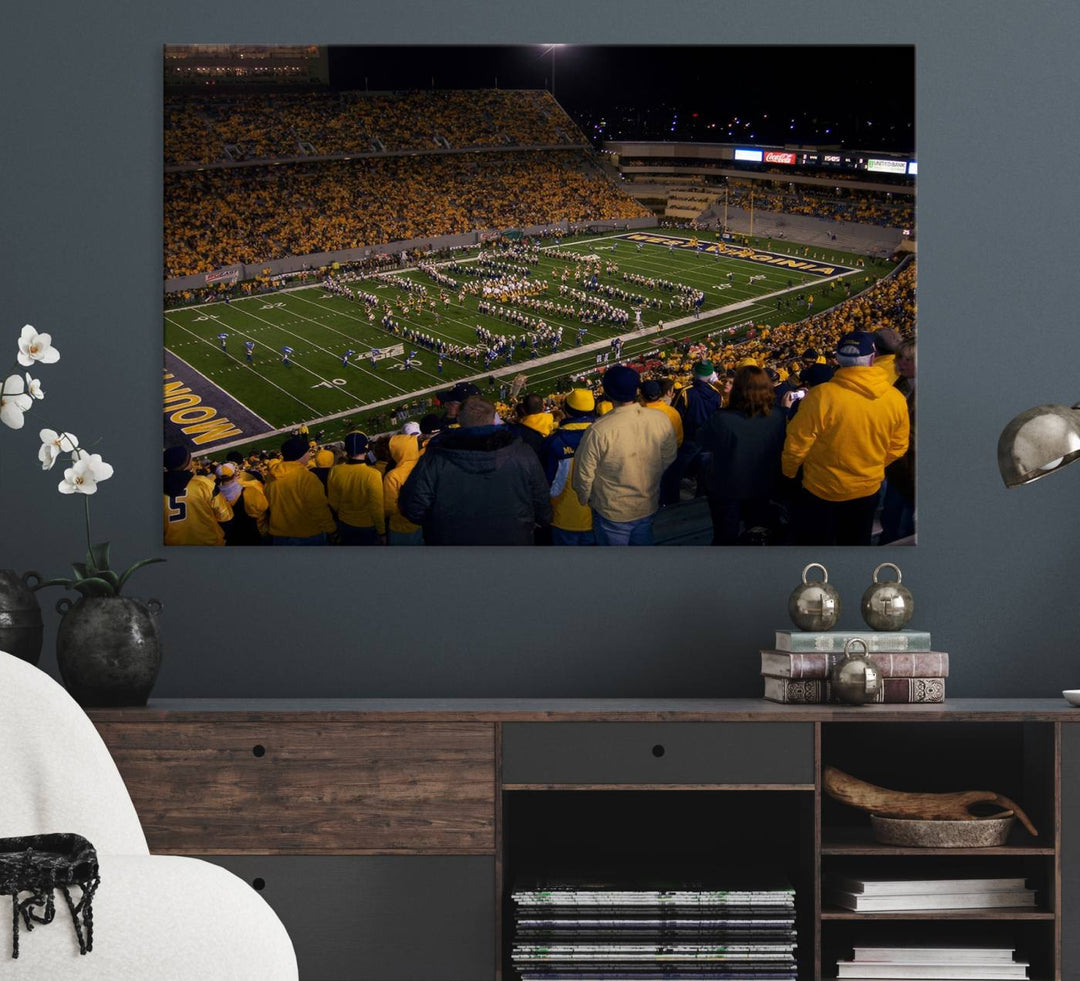 West Virginia Uni Mountaineers Football Canvas Wall Art Print.