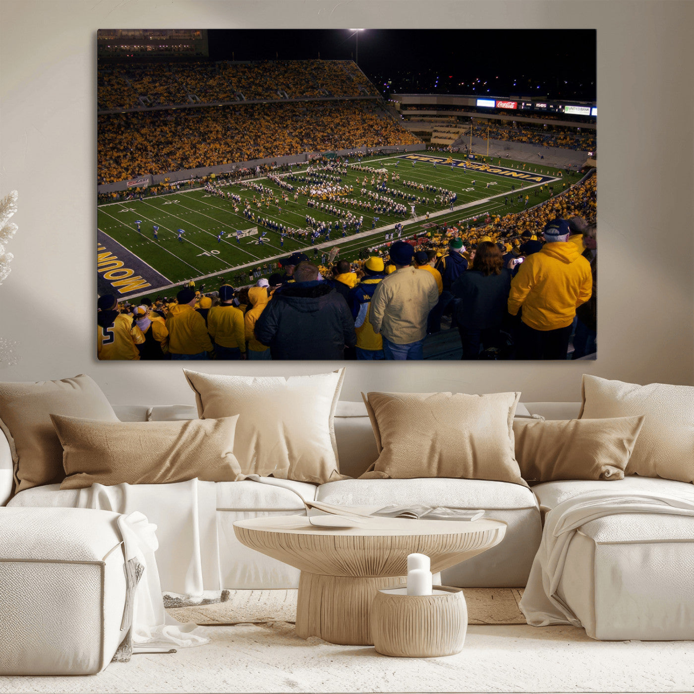 MGV-CV-36X24 - West Virginia Uni Mountaineers Football Team Print - Milan Puskar Stadium Canvas Print Wall Art,