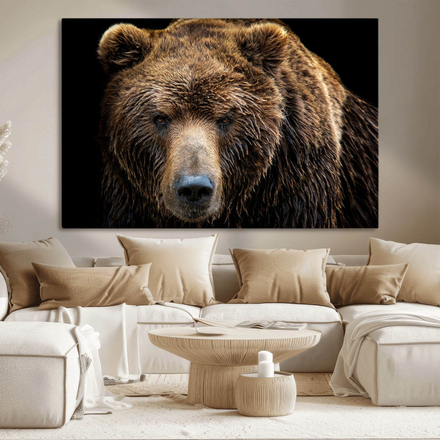 MGV-CV-36X24 - Grizzly Brown Bear Canvas Wall Art, Wildlife Animal Canvas Artwork Bear Print, Bear Wall Art Print,