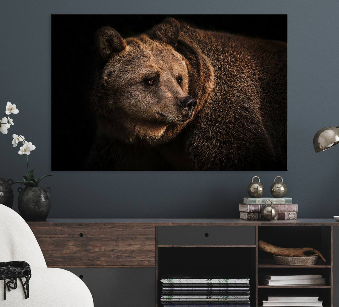 Wild Grizzly 399 Bear Canvas Wall Art Print, Bear Animal Canvas Artwork Print, Black Bear Wall Art Print, Cottage Farmhouse Print