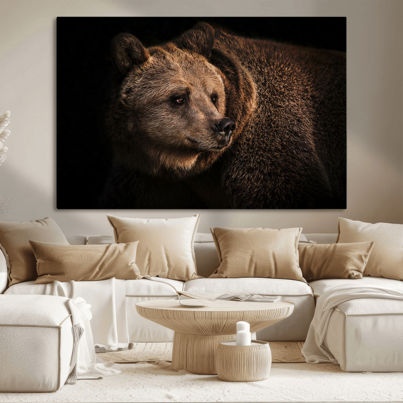 MGV-CV-36X24 - Wild Grizzly 399 Bear Canvas Wall Art Print, Bear Animal Canvas Artwork Print, Black Bear Wall Art
