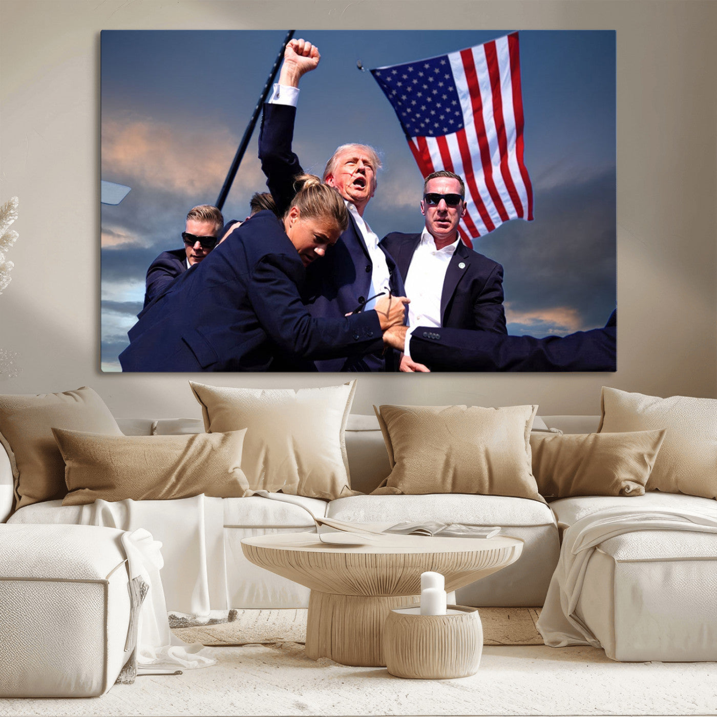 MGV-CV-36X24 - Donald Trump Assassination Attempt Wall Art Print, Trump Historic Footage - Iconic Reaction by Trump