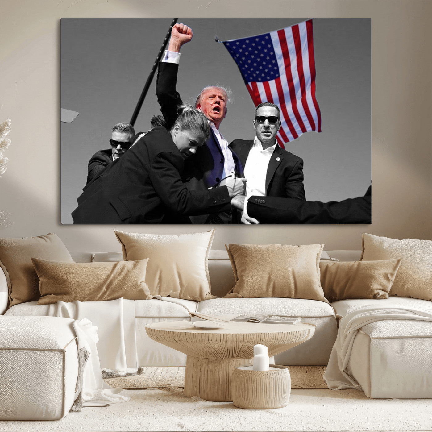 MGV-CV-36X24 - Donald Trump Assassination Attempt Wall Art Print, Trump Historic Footage - Iconic Reaction by Trump