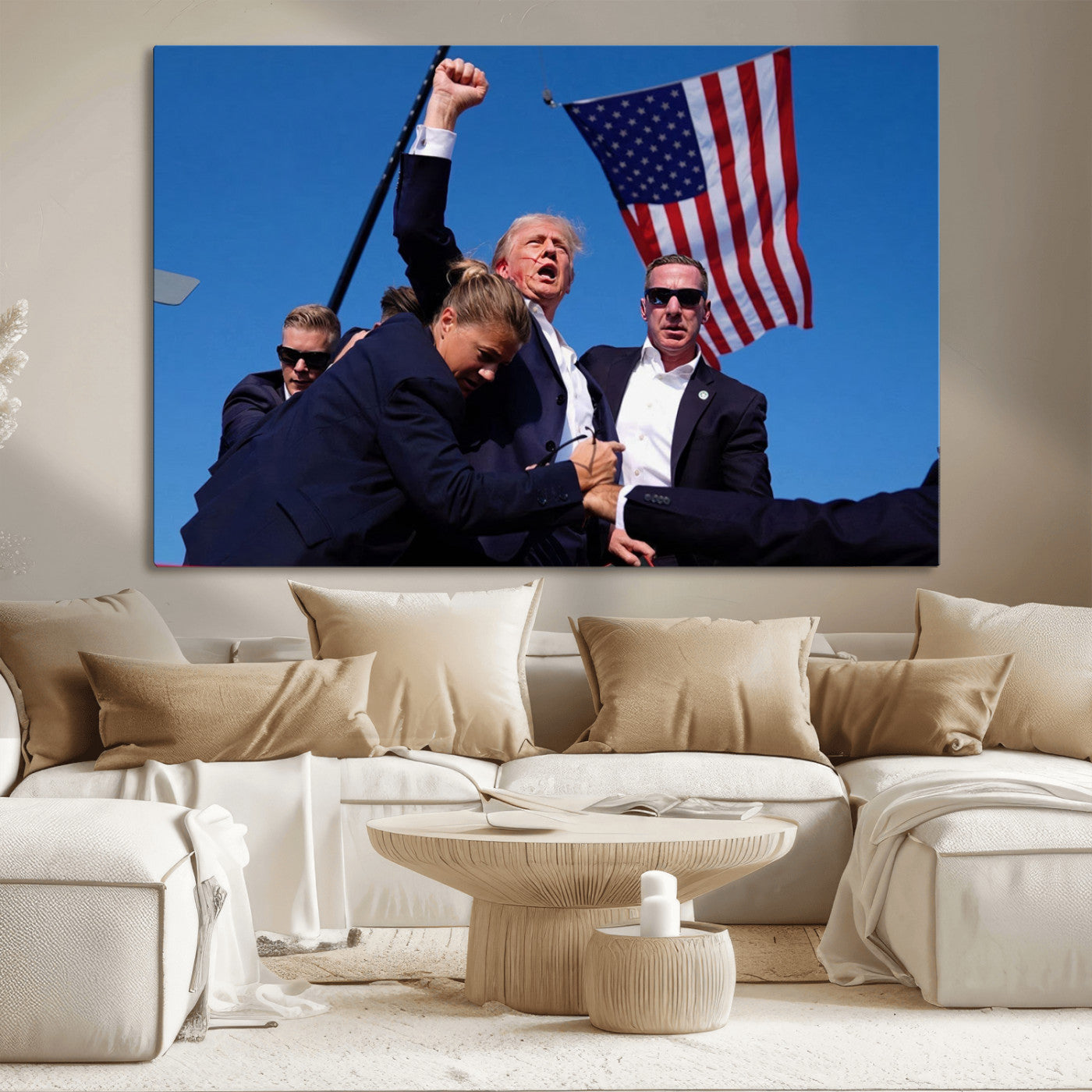 MGV-CV-36X24 - Donald Trump Assassination Attempt Wall Art Print, Trump Historic Footage - Iconic Reaction by Trump