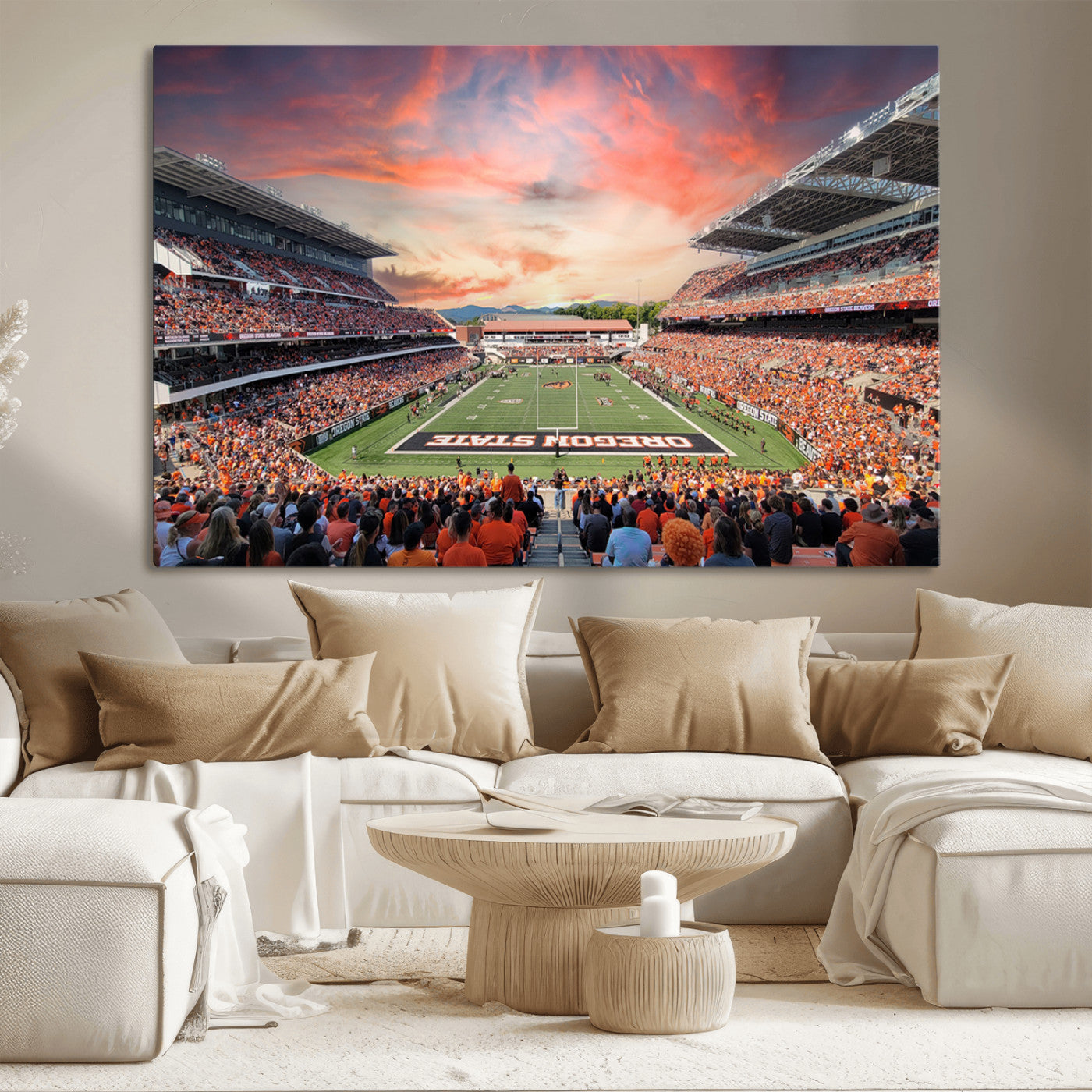 MGV-CV-36X24 - Oregon State Beavers Football Team Print - Corvallis Reser Stadium Wall Art Canvas Print