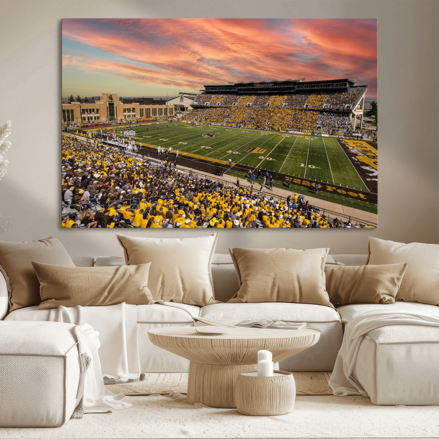 MGV-CV-36X24 - University of Wyoming Cowboys Football Team Print - Laramie Jonah Field War Memorial Stadium Wall