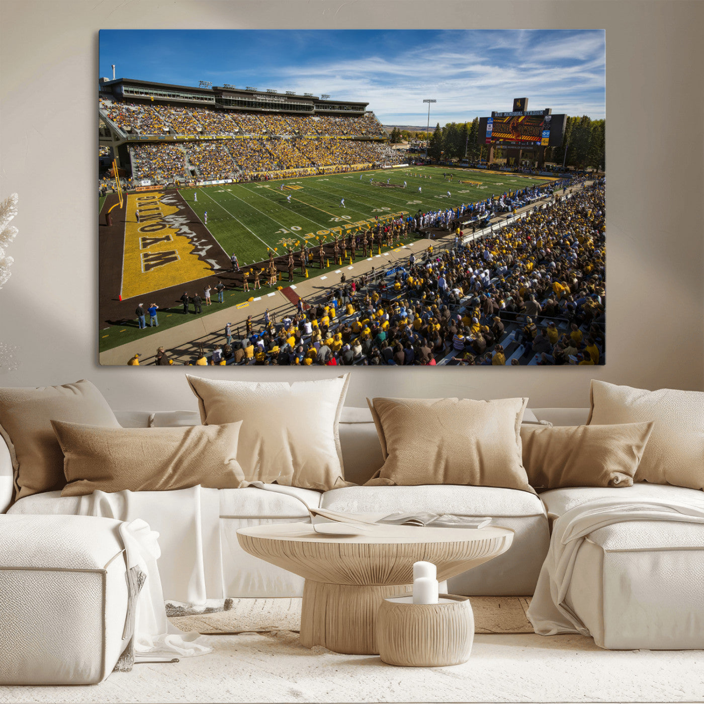 MGV-CV-36X24 - University of Wyoming Cowboys Football Team Print - Laramie Jonah Field War Memorial Stadium Wall