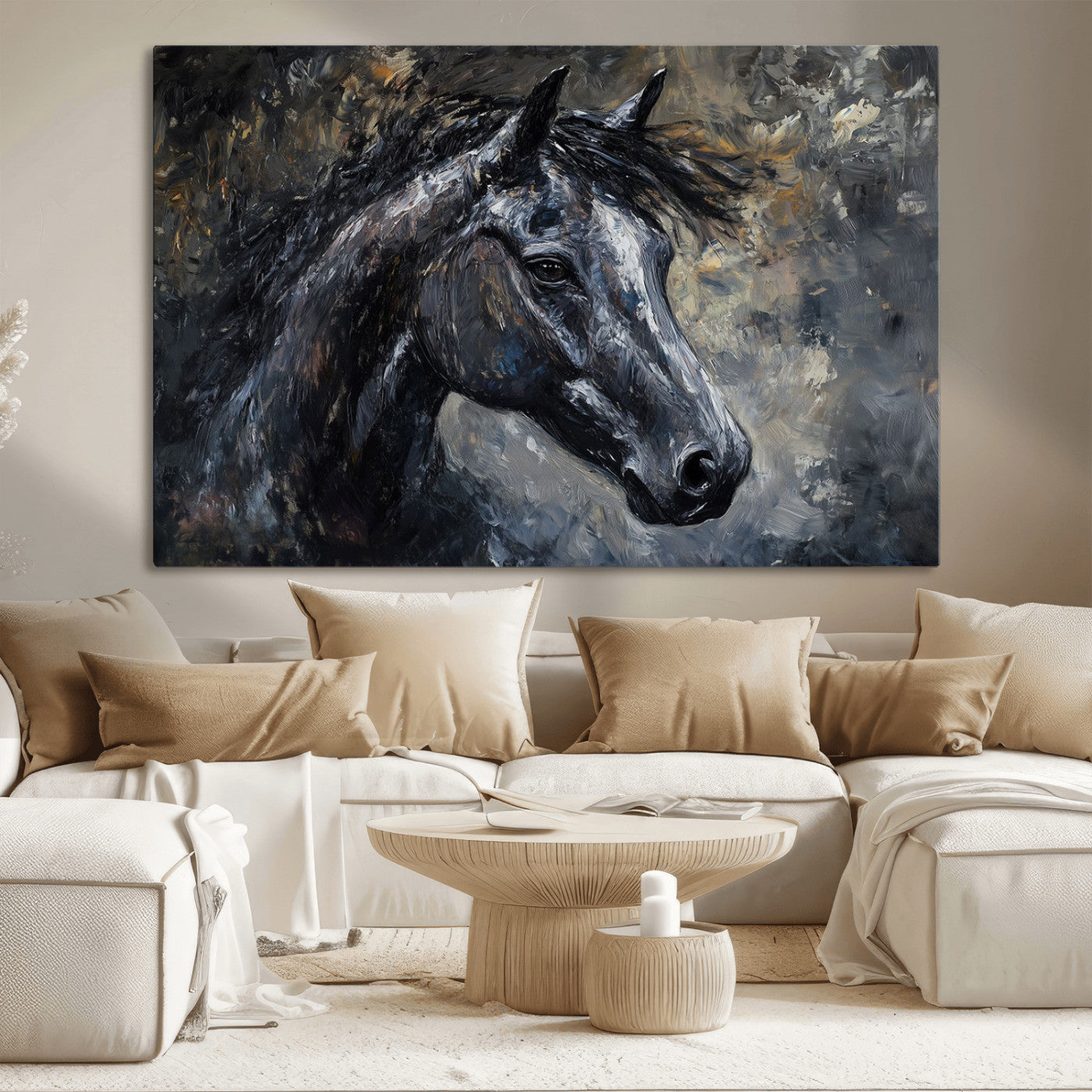 MGV-CV-36X24 - Large Abstract Horse Wall Art Canvas Print | Farmhouse Wall Decor | Rustic Horse Art | Western Cabin