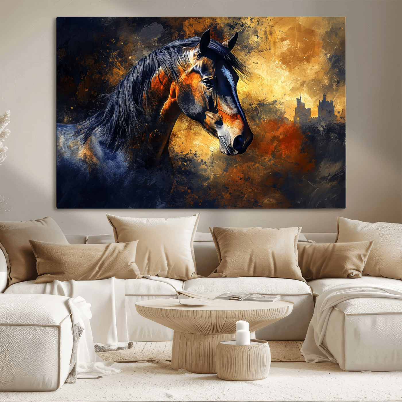 MGV-CV-36X24 - Abstract Horse Art Print - Abstract Canvas Wall Art | Perfect for Rustic Farmhouse, Modern, or