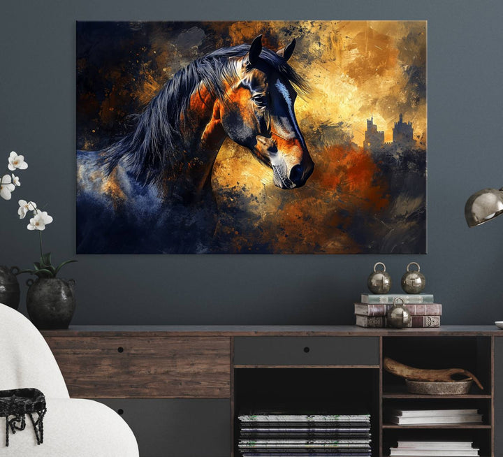 Abstract Horse Art Print - Abstract Canvas Wall Art | Perfect for Rustic Farmhouse, Modern, or Equestrian Wall Decor | Horse Lovers Home Decor