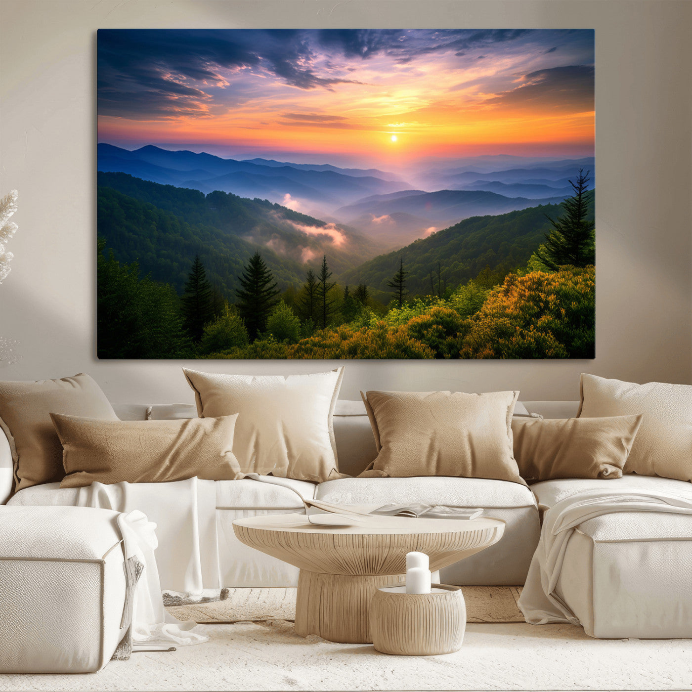 MGV-CV-36X24 - Majestic Mountain Sunrise Print | Landscape Wall Art | Canvas Print Ready to Hang | Farmhouse Wall