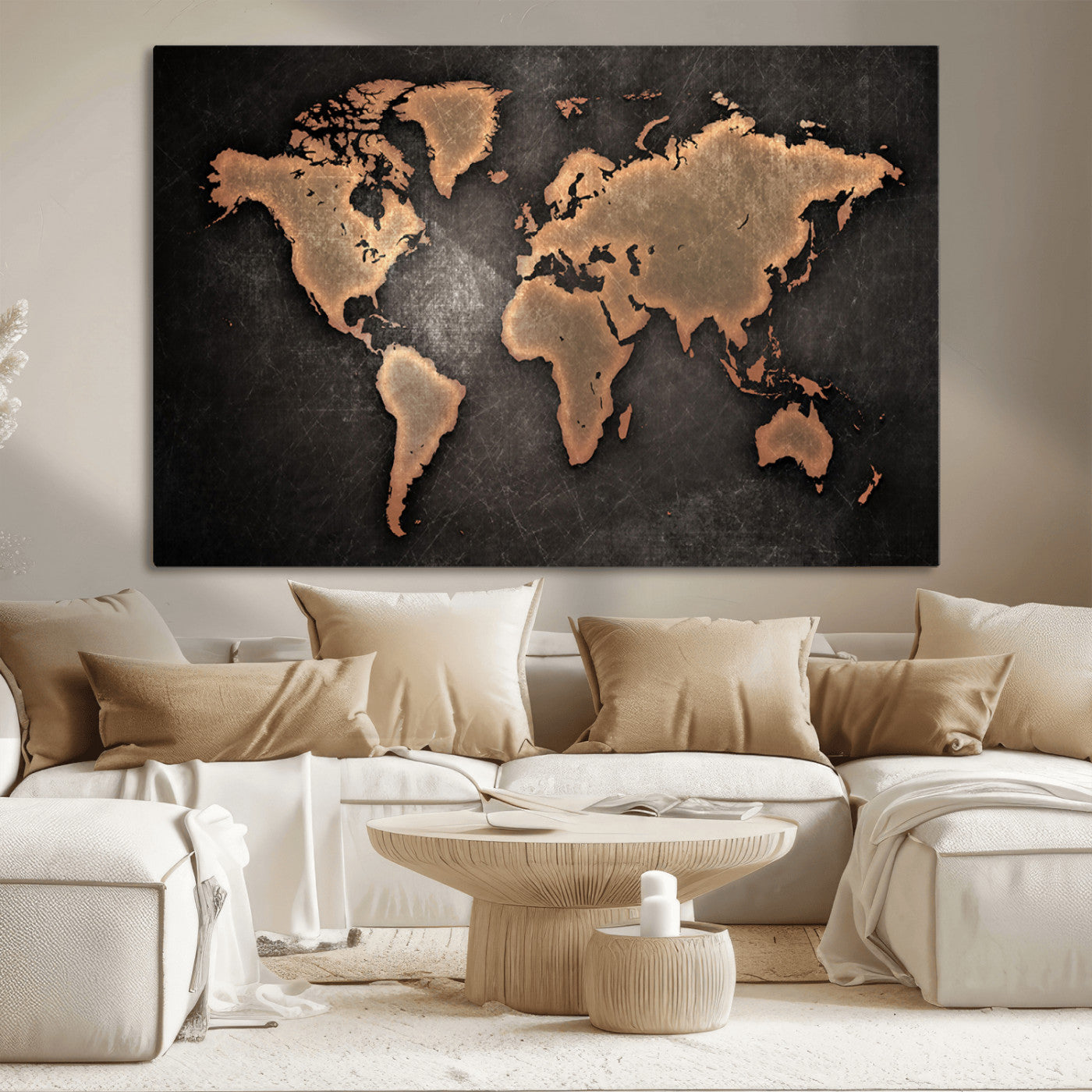 MGV-CV-36X24 - Push Pin World Map Canvas Print – Framed Wall Art for Couples to Track Their Travels – Anniversary