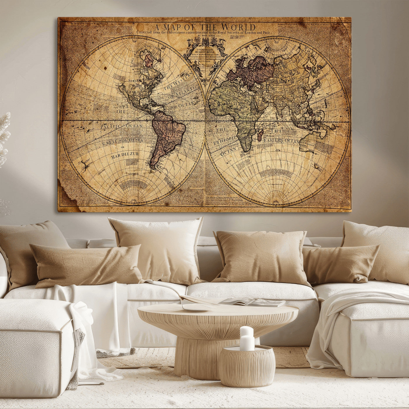 MGV-CV-36X24 - Push Pin World Map Canvas Print – Framed Wall Art for Couples to Track Their Travels – Anniversary
