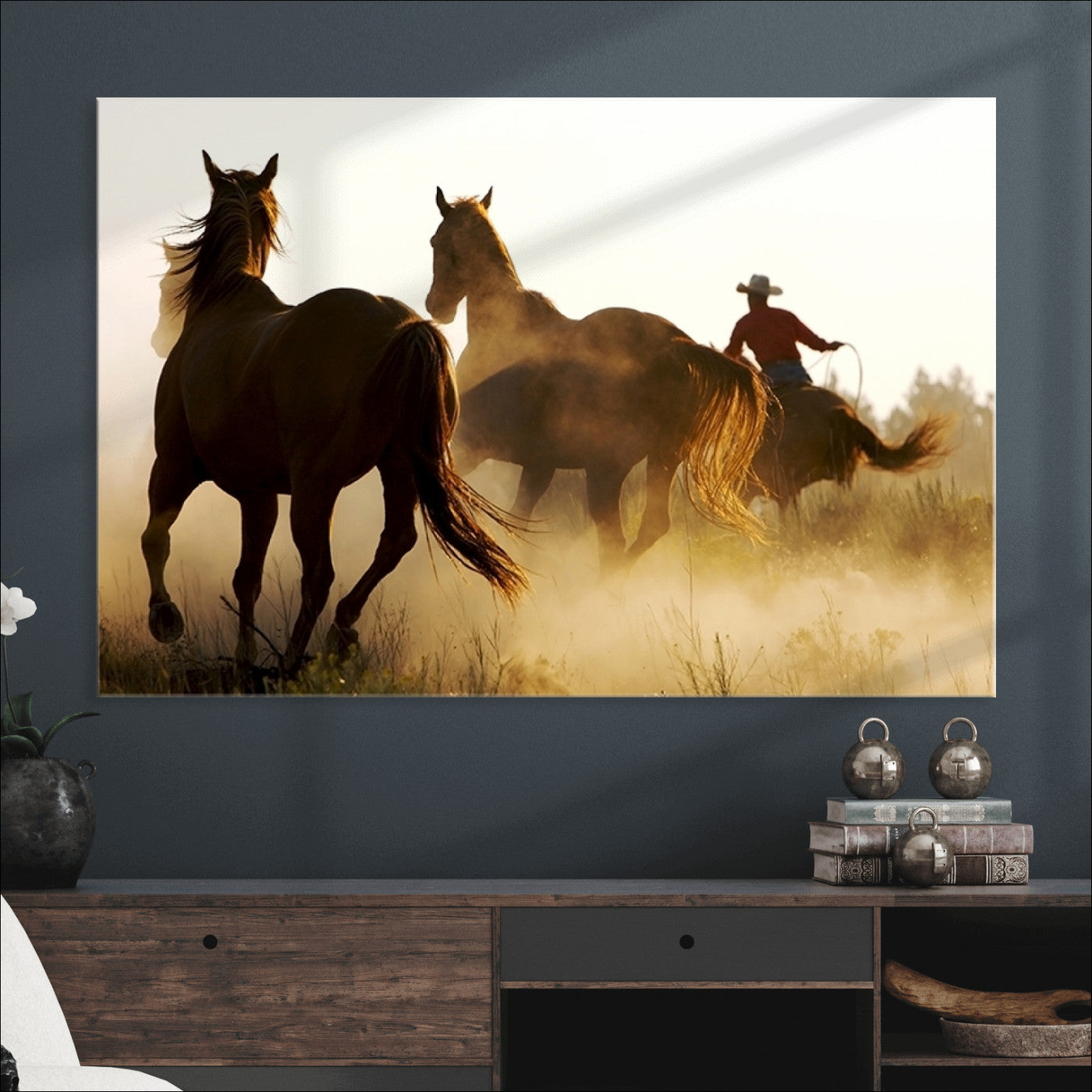 49068-MGV-CV-36X24-Horses and Cowboys Wall Art Canvas Print