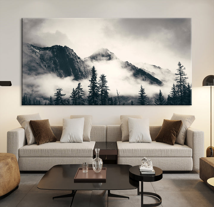 Montagnes Toile Foggy Forest Wall Art Mountain Banff Nal Park Print