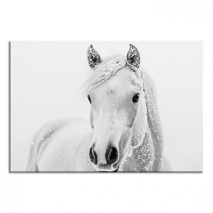 The dining room features the Majestic White Horse Wall Art, adding to its rustic charm.