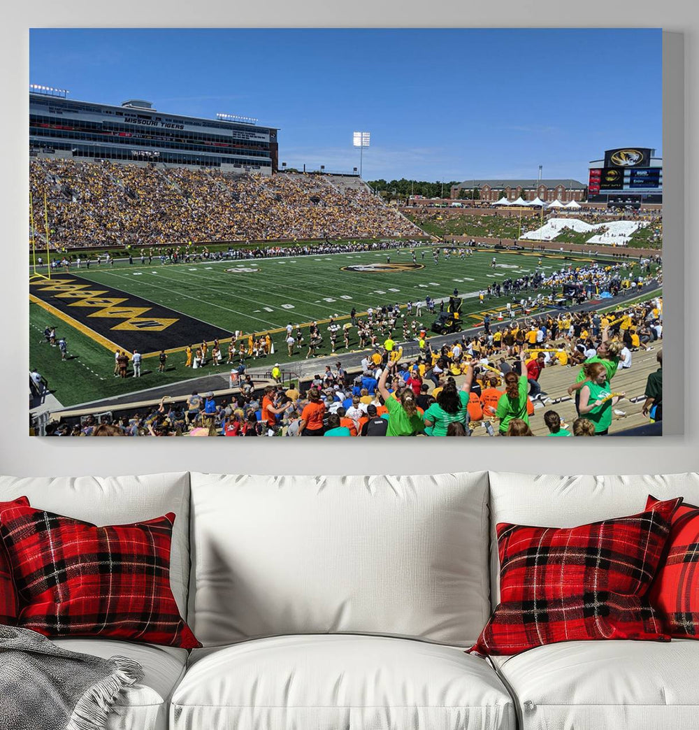 The University of Missouri Tigers Wall Art Canvas Print captures a packed football stadium.