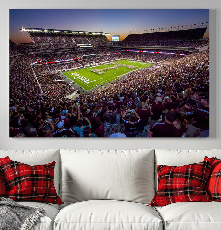 Texas A&M University Aggies Football Team Print - College Station Kyle Field Stadium Wall Art Canvas Print