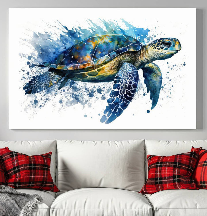 Watercolor Turtle Wall Art Canvas Print