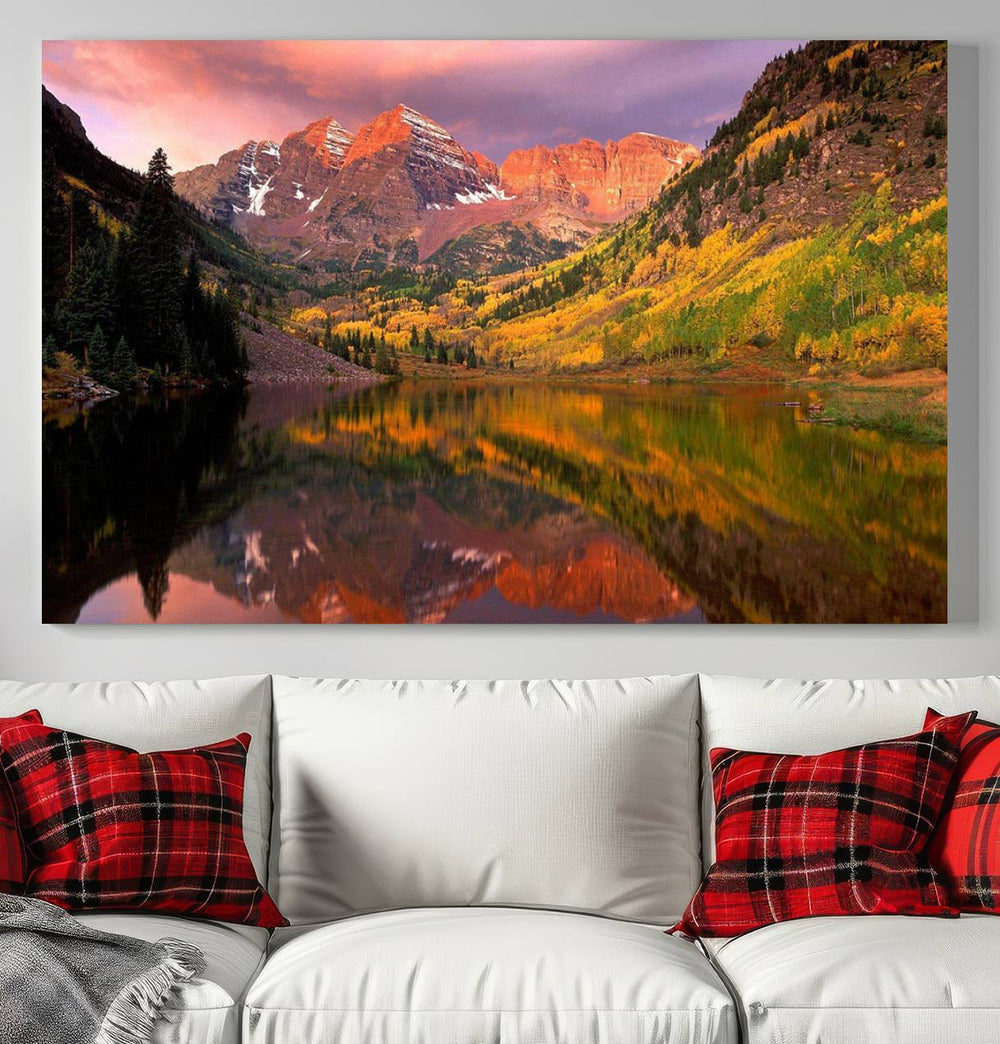 Colorado Rockies Mountain Sunset Wall Art | Ready to Hang and Framed | Scenic Nature Landscape Canvas Print