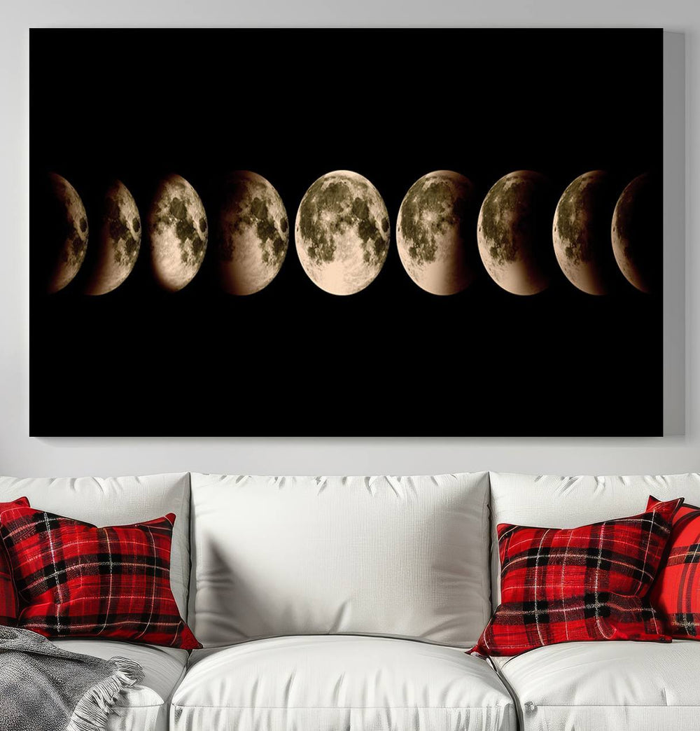 Phases of the Moon canvas print, ideal for lunar sequence decor.