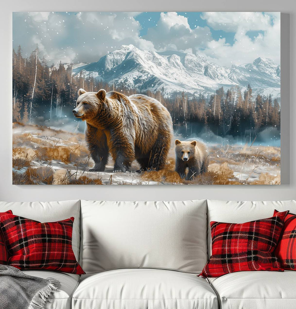 Bear and Baby Bear Wall Art Canvas Print is perfect nursery decor.