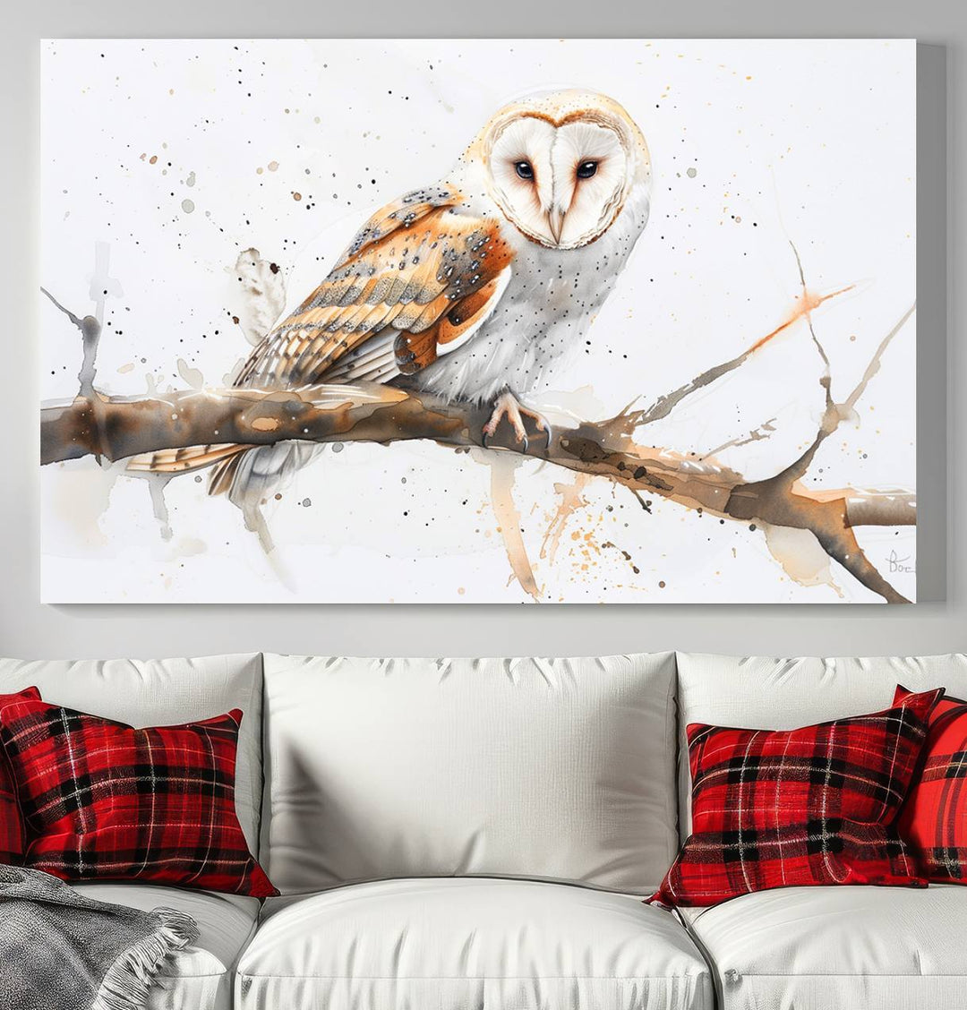 Nature enthusiasts will love the Barn Owl Wall Art on Branch, a stunning canvas print that is ready to hang and beautifully framed.