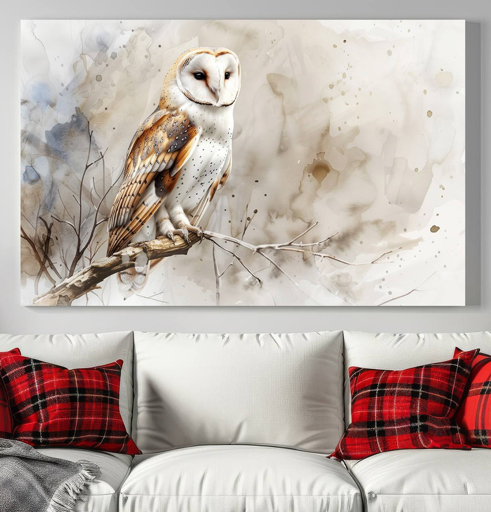 A Barn Owl Wall Art print is beautifully displayed.