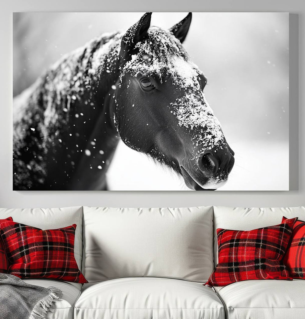 The Horse Canvas Print - Winter Horse Snow Wall Art captures winters essence beautifully.