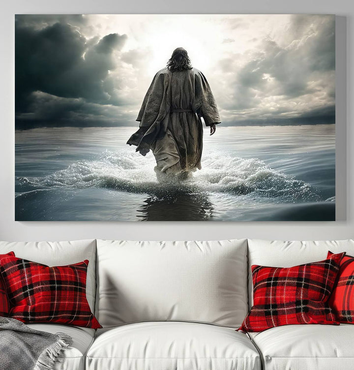 Jesus Walking on Water Wall Art | Canvas Print | Ready to Hang | Christian Home Decor | Spiritual Faith Wall Art | Inspirational Religious Wall Decor