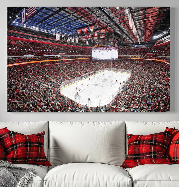 Barton Malow Little Caesars Arena Detroit Wall Art Canvas Print - Detroit Hockey and Basketball Stadium Print