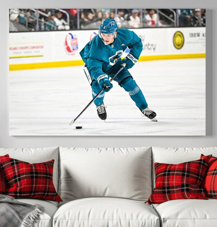 San Jose SharksIce Hockey Player Wall Art Canvas Print