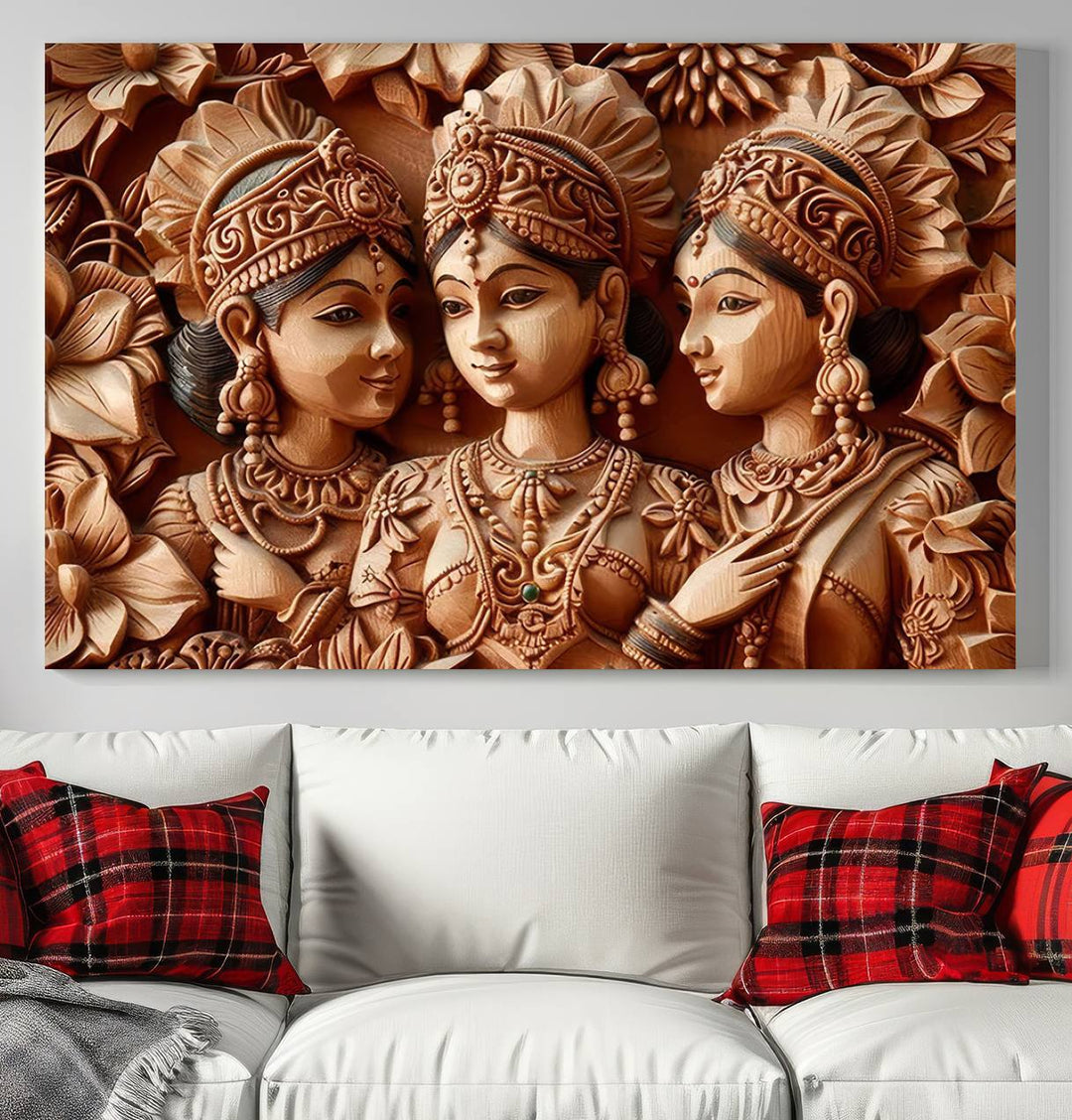 Indian Woman Statue Wall Art Canvas Print