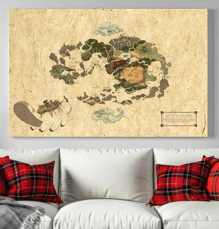 Last Air-Bender Avatar World Map Wall Art Canvas PrintWall Art Canvas Print