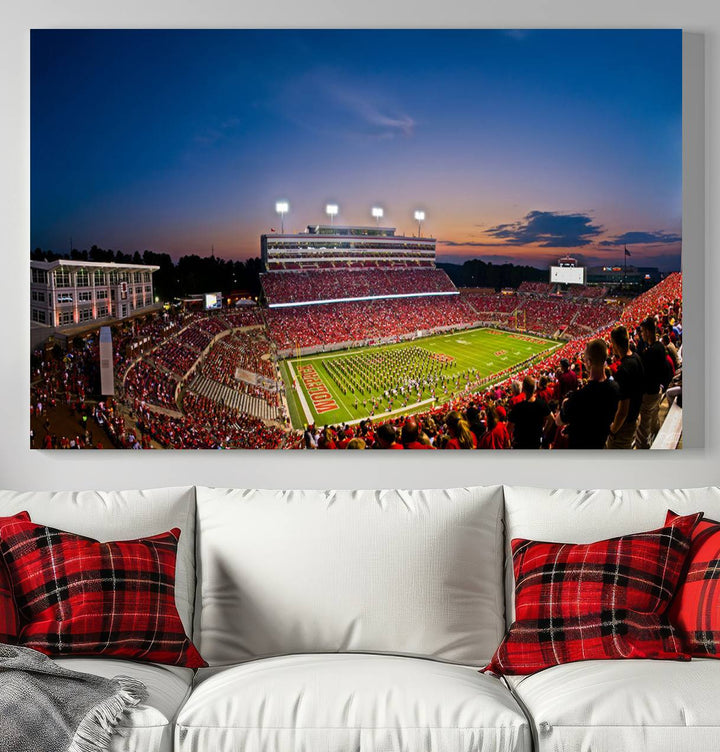 NC State Wolfpack Football Team Print - Raleigh Carter-Finley Stadium Wall Art Canvas Print