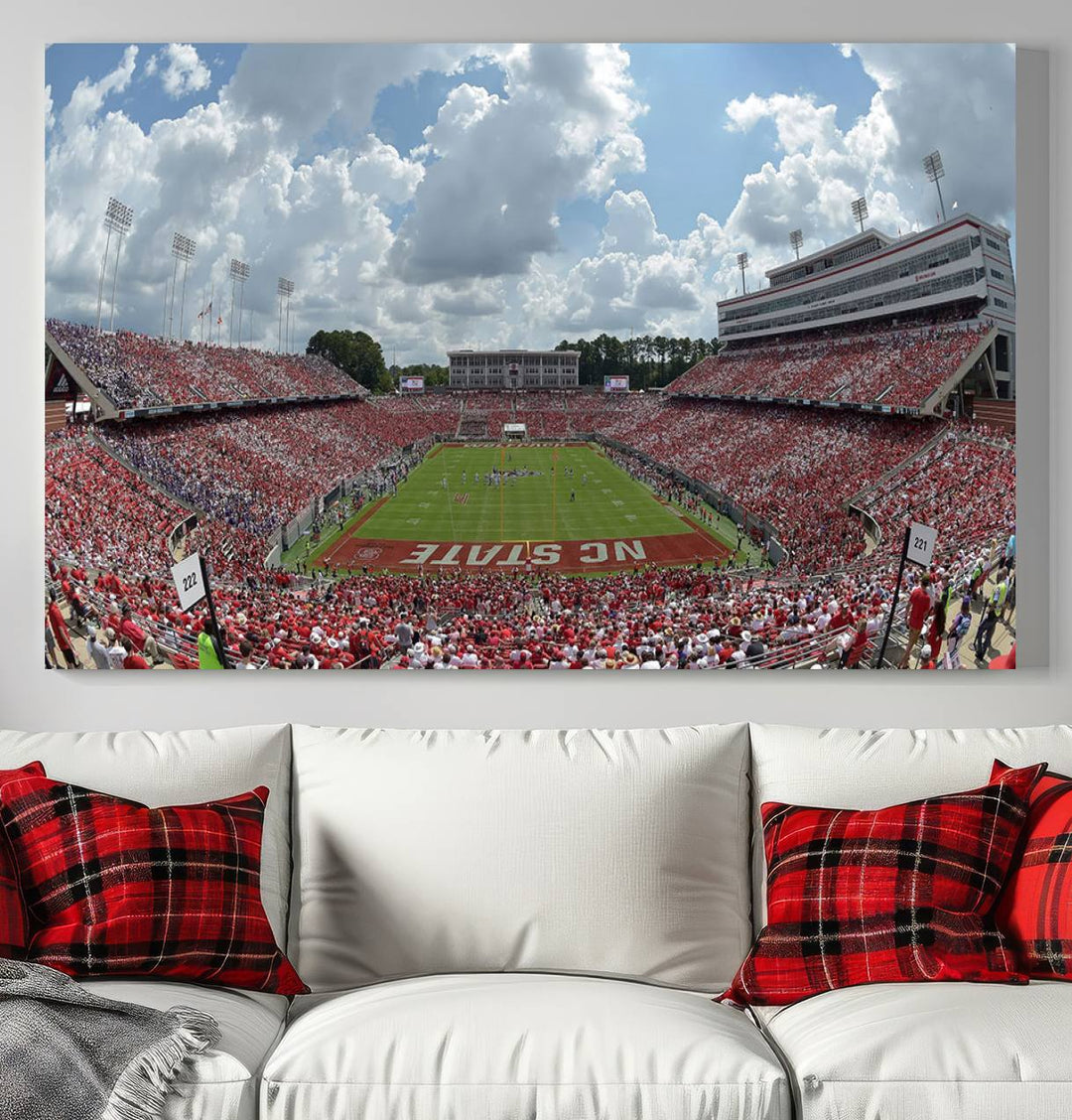 NC State Wolfpack Football Team Print - Raleigh Carter-Finley Stadium Wall Art Canvas Print