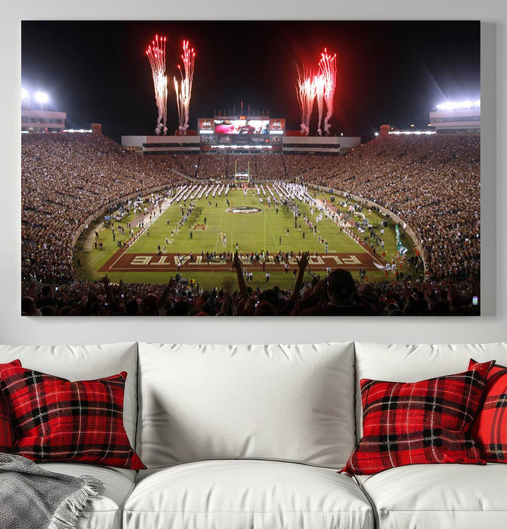 Florida State Seminoles Football Team Print - Tallahassee Doak Campbell Stadium Wall Art Canvas Print