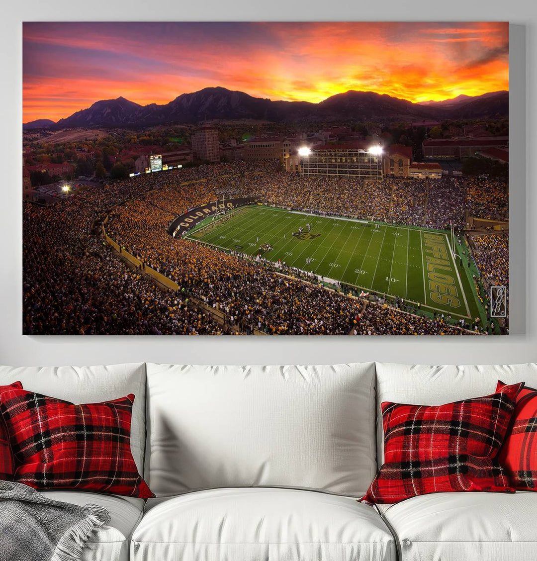 Colorado Buffaloes Football Team Print - Boulder Folsom Field Stadium Wall Art Canvas Print