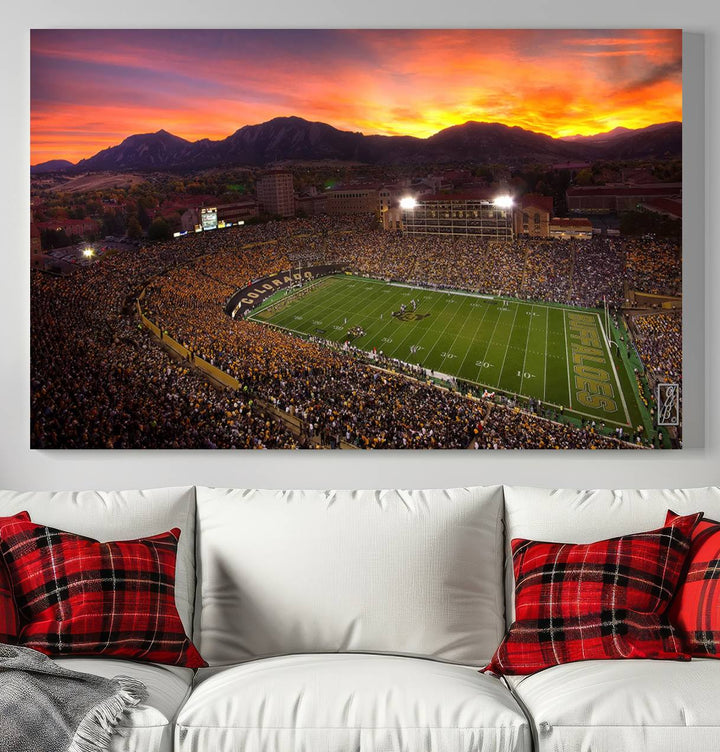 Colorado Buffaloes Football Team Print - Boulder Folsom Field Stadium Wall Art Canvas Print