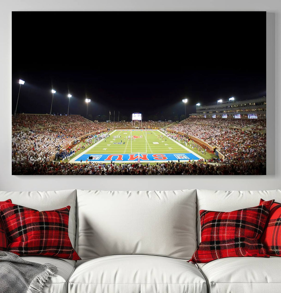 SMU Mustangs Football Team Print - Dallas Gerald J. Ford Stadium Wall Art Canvas Print