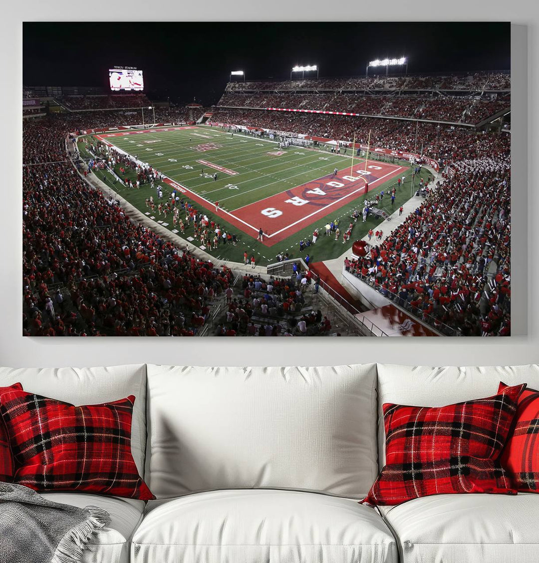 Houston Cougars Football Team Print - Houston TDECU Stadium Wall Art Canvas Print