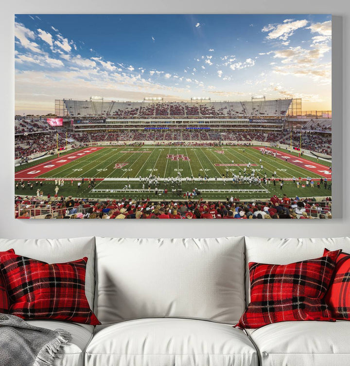 Houston Cougars Football Team Print - Houston TDECU Stadium Wall Art Canvas Print