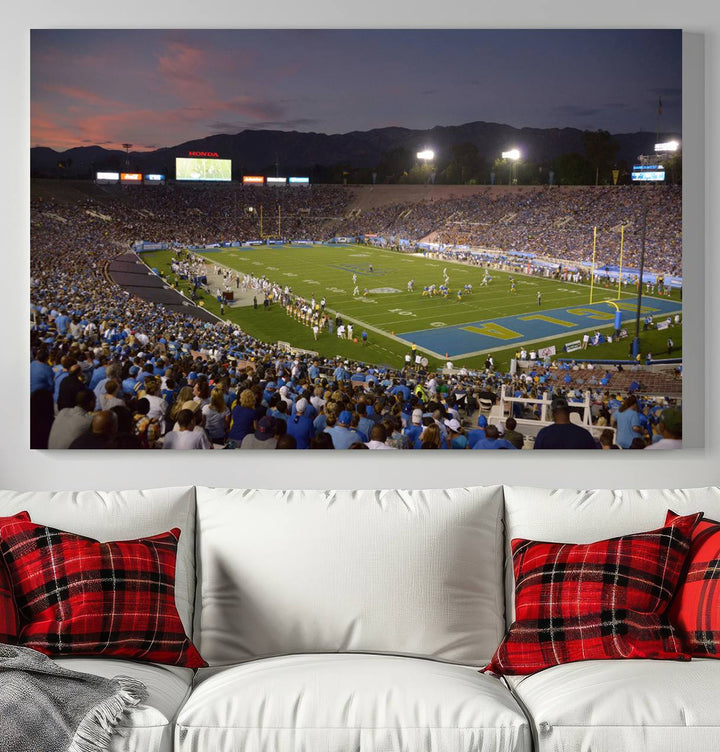 UCLA Bruins Football Team Print - Pasadena Rose Bowl Stadium Wall Art Canvas Print