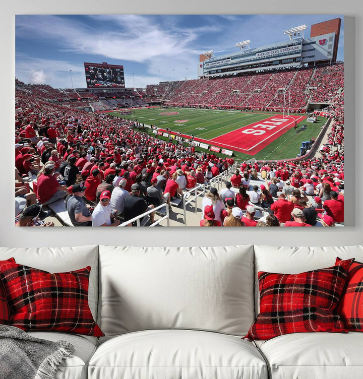 Utah Utes Football Team Print - Salt Lake City Rice-Eccles Stadium Wall Art Canvas Print