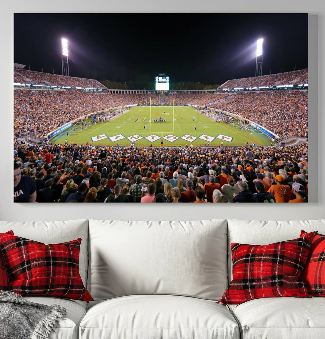 Virginia Cavaliers Football Team Print - Charlottesville Scott Stadium Wall Art Canvas Print