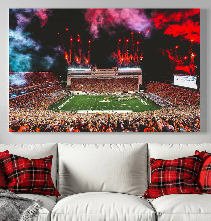 Virginia Tech Hokies Football Team Print - Blacksburg Lane Stadium Wall Art Canvas Print