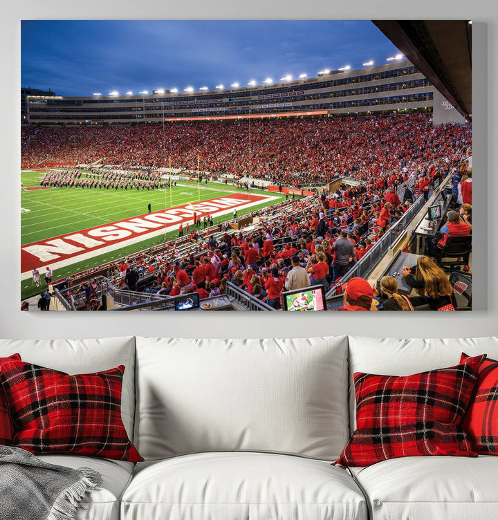 Wisconsin Badgers Football Team Print - Madison Camp Randall Stadium Wall Art Canvas Print