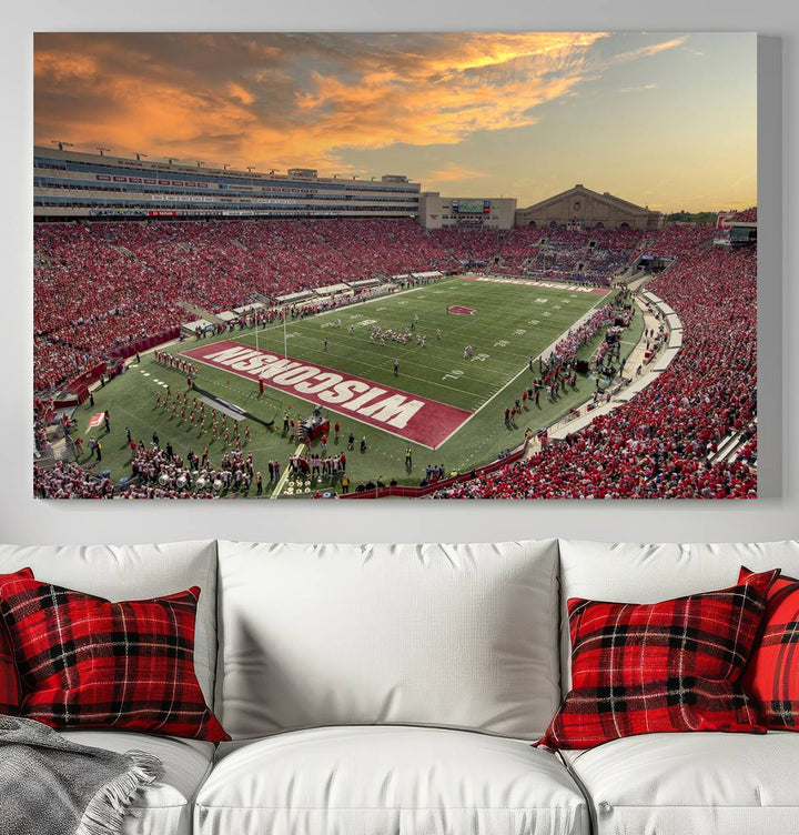 Wisconsin Badgers Football Team Print - Madison Camp Randall Stadium Wall Art Canvas Print